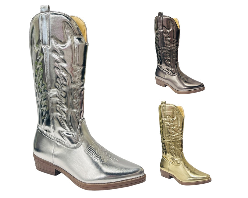 Embroidered Western Cowboy Mid Calf Boots