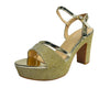 Glitter Block Platform Ankle Strap Heel Shoes