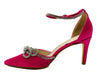 Ankle Strap Satin Diamante Open Court Shoes