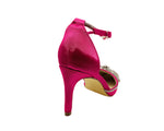 Ankle Strap Satin Diamante Open Court Shoes