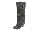 Women's Winter All Over Rhinestone Knee High Zip Boots wedge Shoes