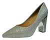 Women's Glitter Block Heel Court Shoes for Office and Formal Occasions