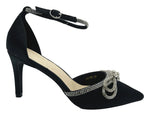 Ankle Strap Satin Diamante Open Court Shoes