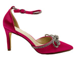 Ankle Strap Satin Diamante Open Court Shoes