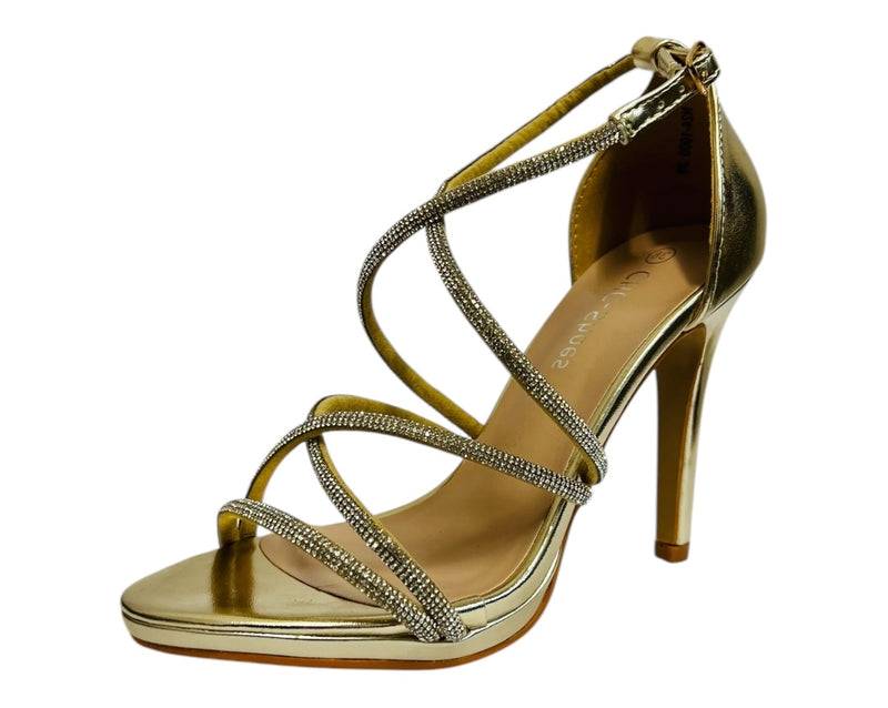 Women's Crossover Diamante Strappy Sandals