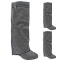 Women's Winter All Over Rhinestone Knee High Zip Boots wedge Shoes