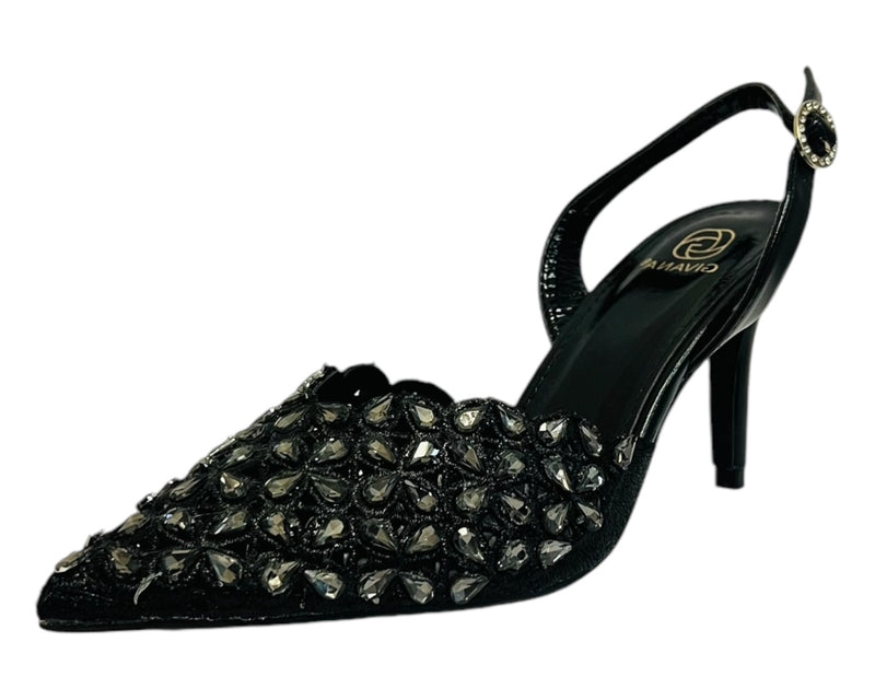 Women's Diamante Court Shoe - Stylish and Elegant