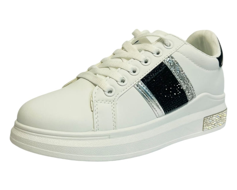 Women's Chunky Sole Lace Up Faux Leather Trainers