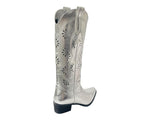 Women's Embroidered Western Cowboy Mid Calf Boots Ladies Faux Leather Shoes