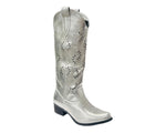 Women's Embroidered Western Cowboy Mid Calf Boots Ladies Faux Leather Shoes