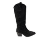 All Over Rhinestone Calf Length Zip Boots