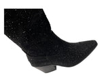 All Over Rhinestone Calf Length Zip Boots