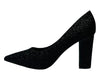 Women's Glitter Block Heel Court Shoes for Office and Formal Occasions