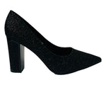 Women's Glitter Block Heel Court Shoes for Office and Formal Occasions