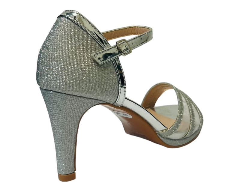 Glitter Ankle Strap Stiletto Heel Shoes