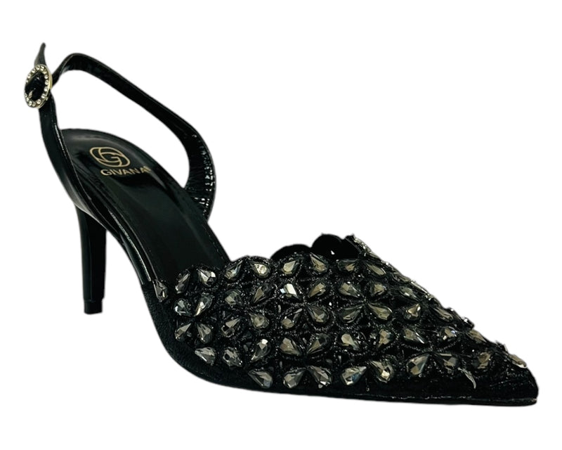 Women's Diamante Court Shoe - Stylish and Elegant