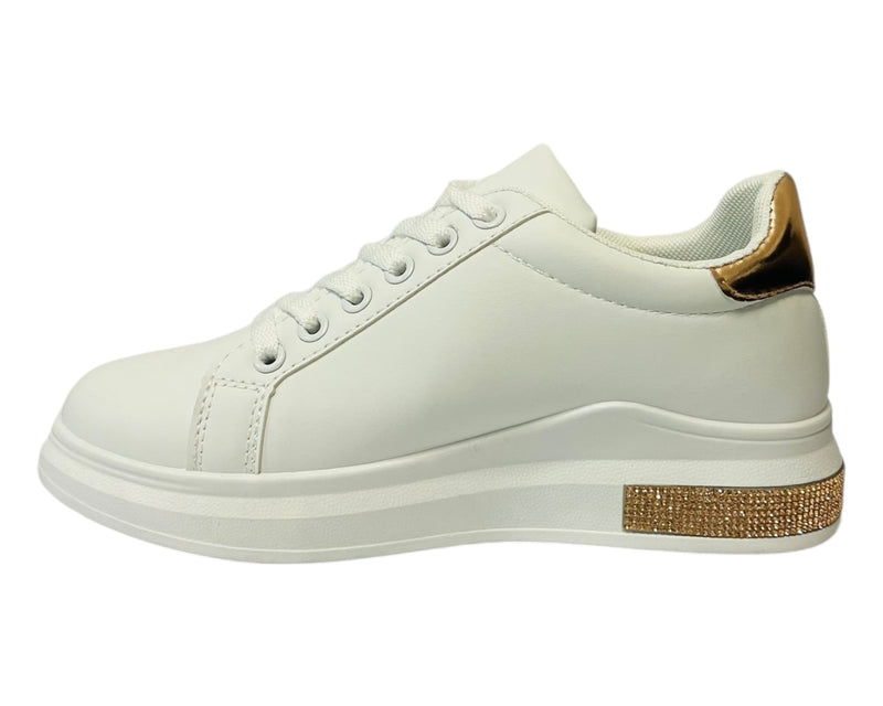 Women's Chunky Sole Lace Up Faux Leather Trainers