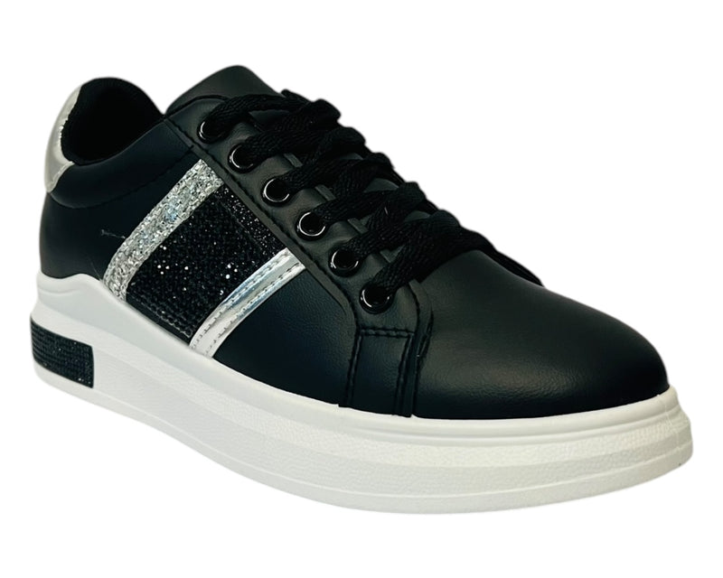 Women's Chunky Sole Lace Up Faux Leather Trainers