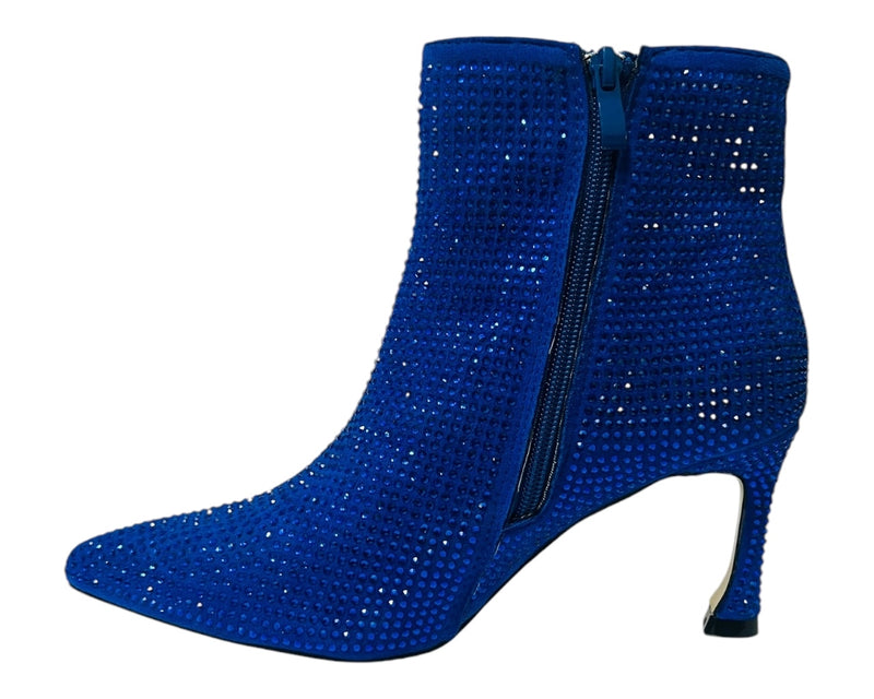 Women's Rhinestone Zip Ankle Boots Heel Shoes