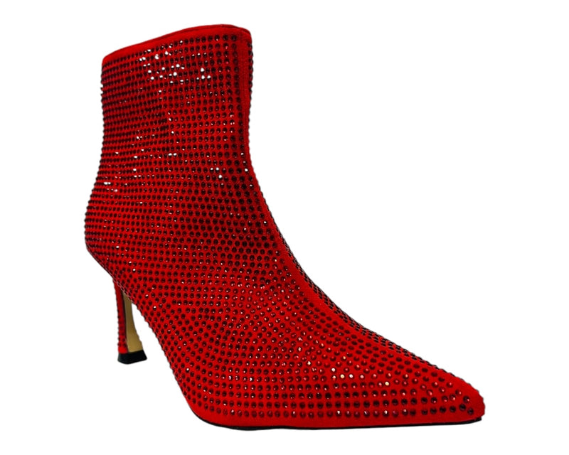 Women's Rhinestone Zip Ankle Boots Heel Shoes