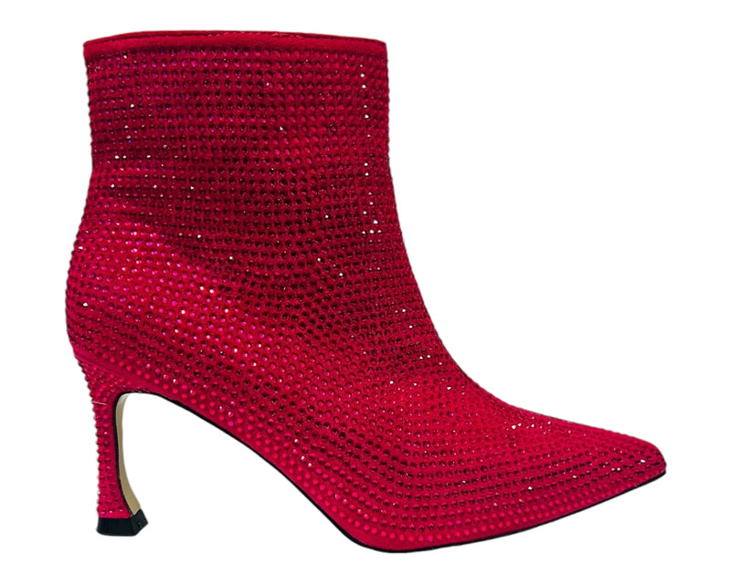 Women's Rhinestone Zip Ankle Boots Heel Shoes