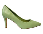 Women's Faux Leather Stiletto Heel Court Shoes Green