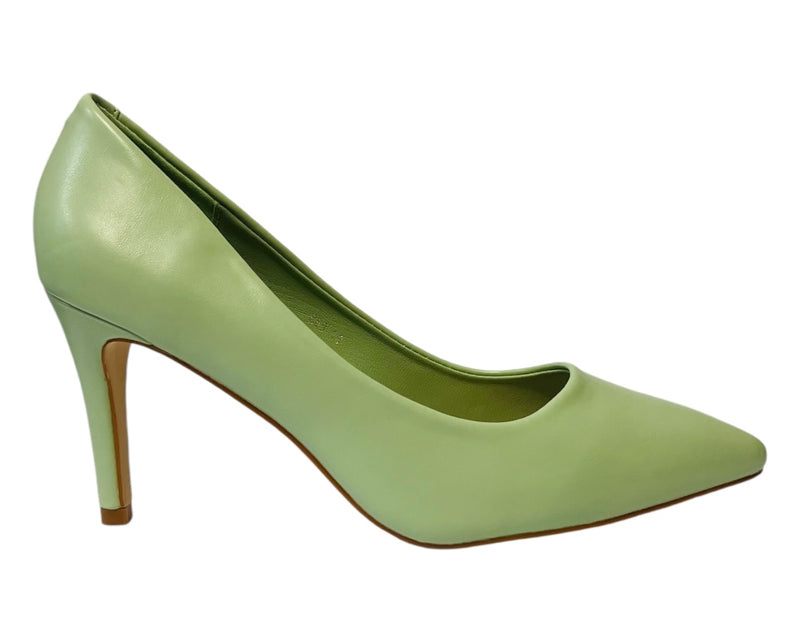 Women's Faux Leather Stiletto Heel Court Shoes Green