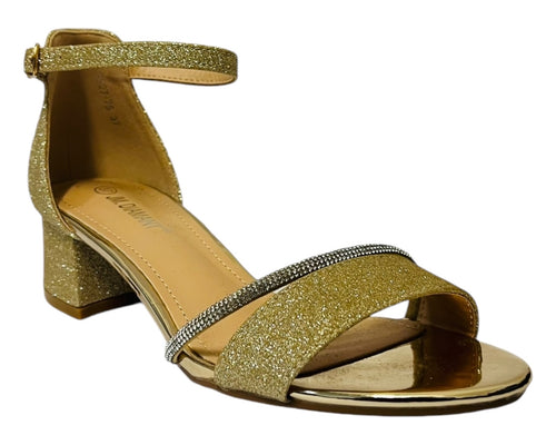 Ankle Strap Glitter Block 4.5CM Heel Shoes