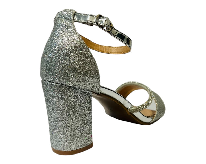 Mulanka Ankle Strap Glitter Block Heel party Shoes