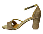 Mulanka Ankle Strap Glitter Block Heel party Shoes