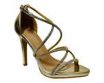 Women's Crossover Diamante Strappy Sandals