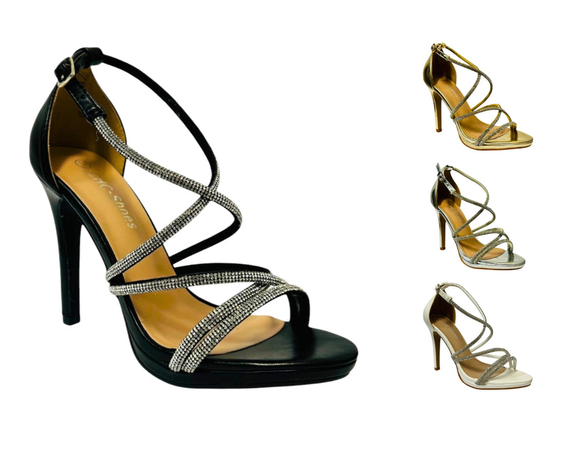 Women's Crossover Diamante Strappy Sandals