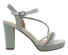 Ankle Strap Diamante Block Heel Shoes