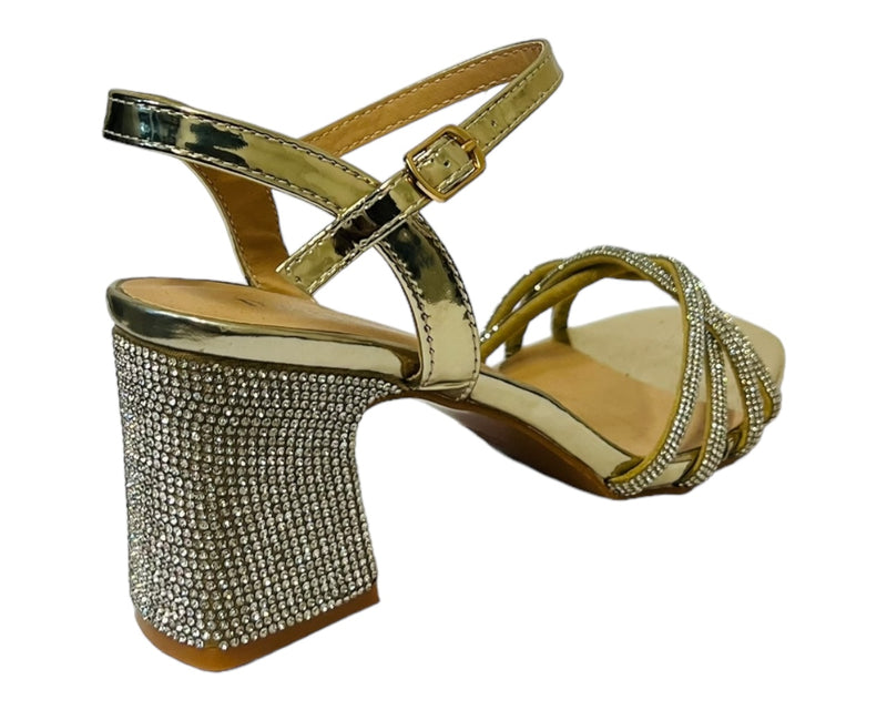 women's ankle Strap Glitter Heel Block Heel Shoes Sandals