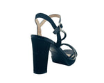 Ankle Strap Diamante Block Heel Shoes