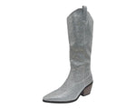 All Over Rhinestone Calf Length Zip Boots